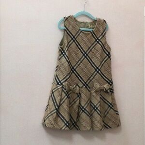 NWT Plaid Sleeveless Kids Dress - Brown